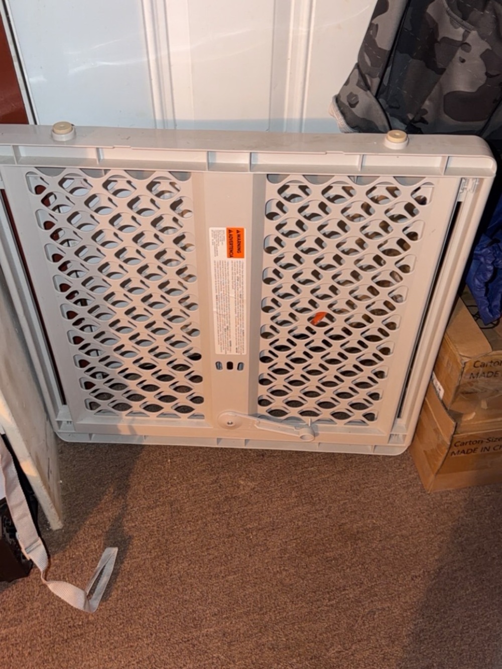 Adjustable White Plastic Pressure-Installed Baby Gate